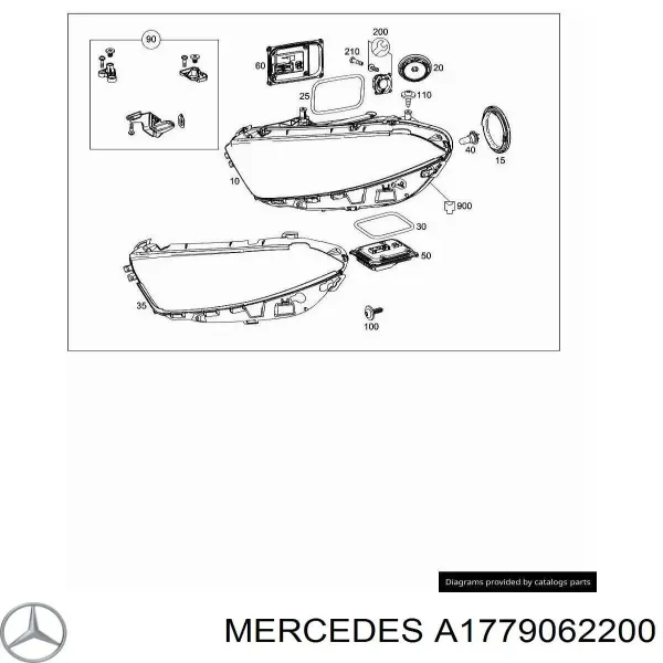 Правая фара A1779062200 Mercedes