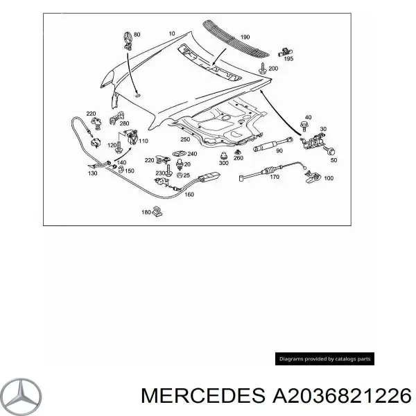 Шумоизоляция капота A2036820026 Mercedes