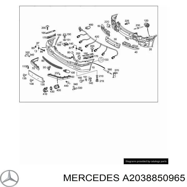 Усилитель переднего бампера A2038850965 Mercedes