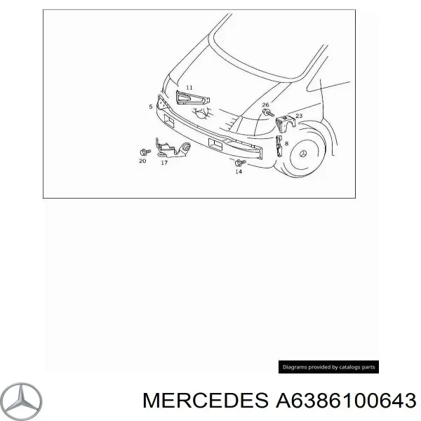 Кронштейн бампера переднего A6386100643 Mercedes