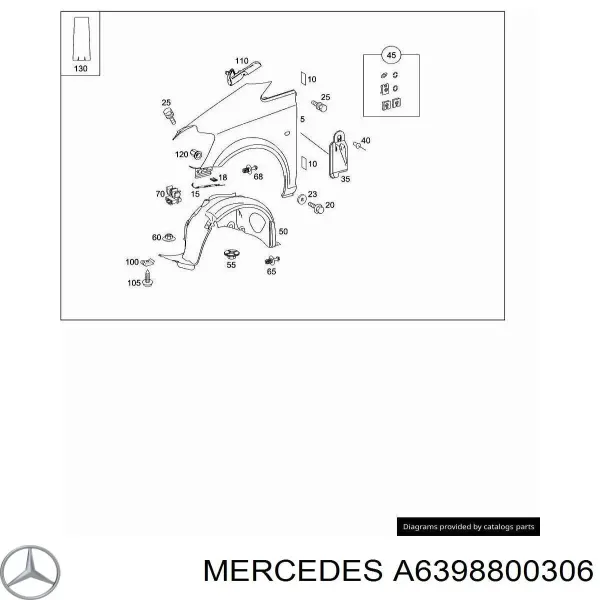 Крыло переднее правое A6398800306 Mercedes