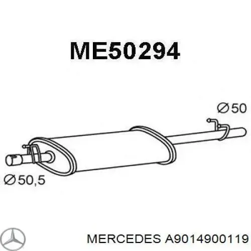 Передняя часть глушителя A9014900119 Mercedes