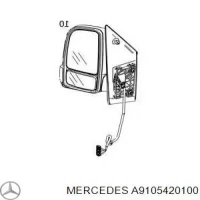 Стекло левого зеркала заднего вида A9105420100 Mercedes
