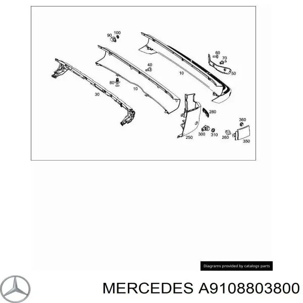 Накладка бампера заднего правая A91088038009K83 Mercedes