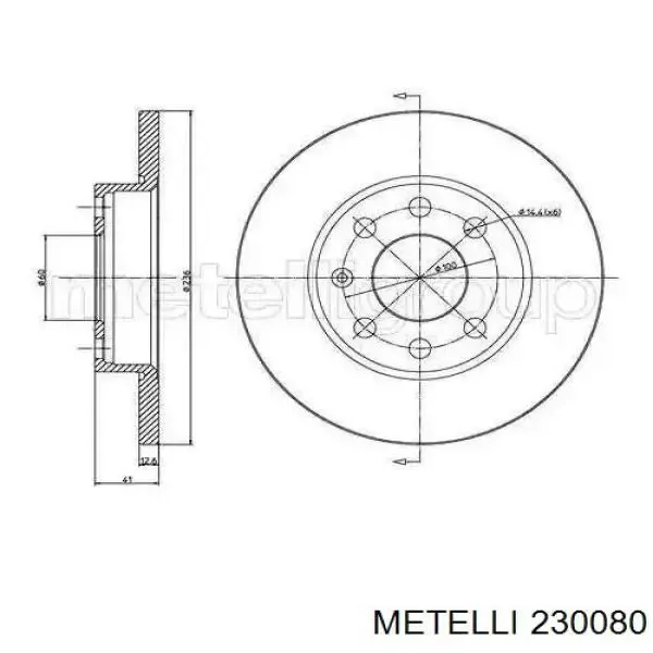 Передние тормозные диски 230080 Metelli