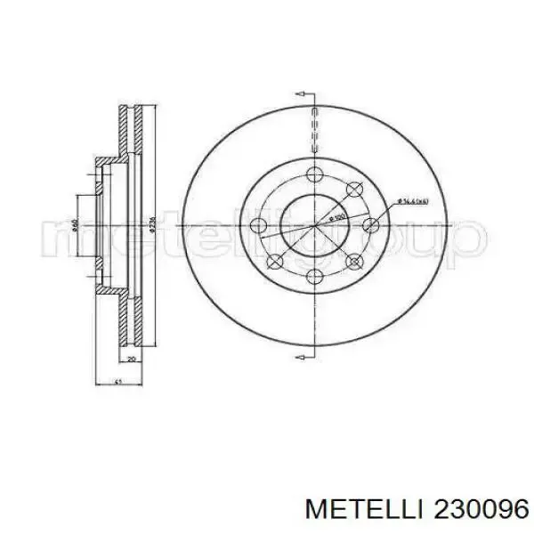 Передние тормозные диски 230096 Metelli