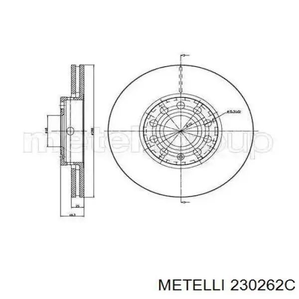 Передние тормозные диски 230262C Metelli