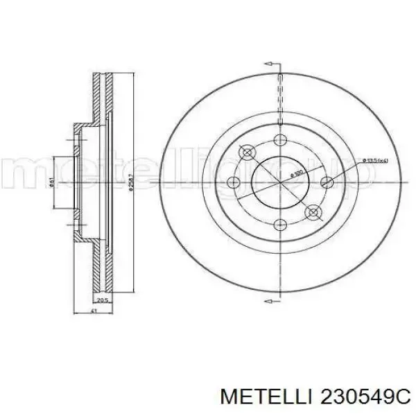 Передние тормозные диски 230549C Metelli