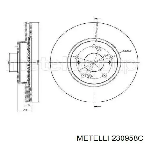 Передние тормозные диски 230958C Metelli