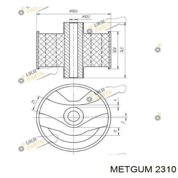 Подушка (опора) двигателя задняя (сайлентблок) 2310 Metgum