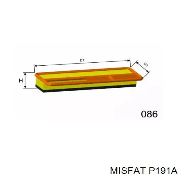 Воздушный фильтр P191A Misfat
