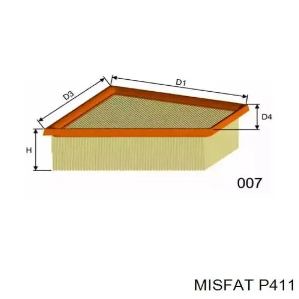 Воздушный фильтр P411 Misfat
