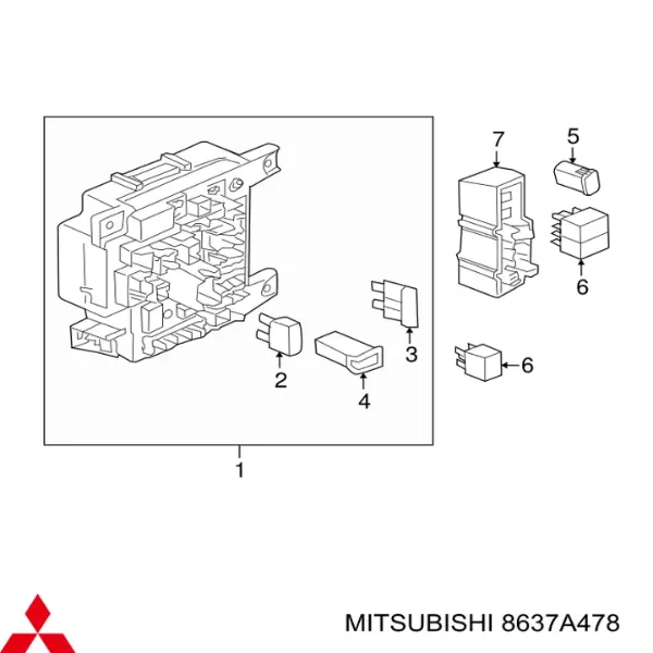 Блок предохранителей задний салонный 8637A477 Mitsubishi