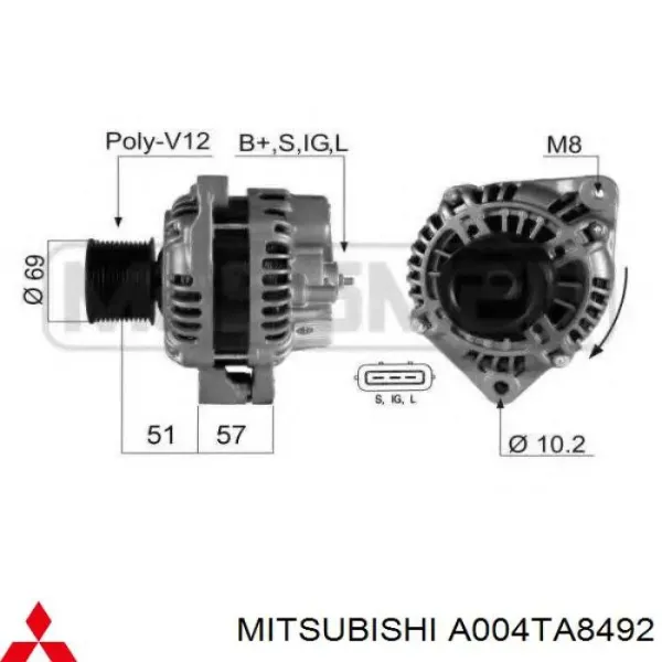Генератор A004TA8492 Mitsubishi