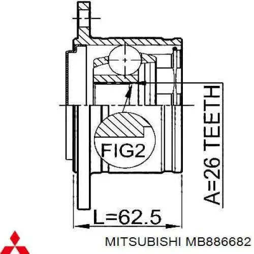 Шарнир привода внутренний Mitsubishi MB886682 цена, от