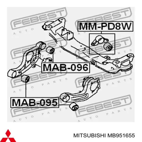 Сайлентблок (подушка) редуктора заднего моста задний MB951655 Mitsubishi