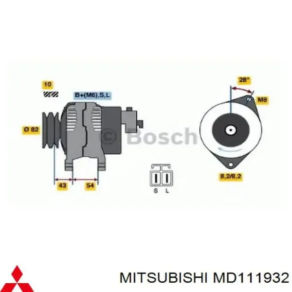 Автомобильный генератор Mitsubishi MD111932 цена, от