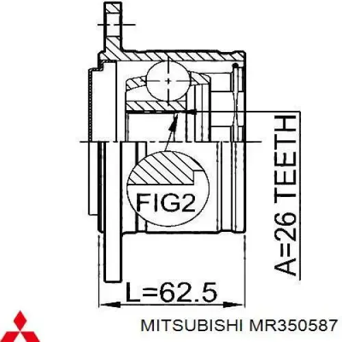 Шарнир привода внутренний Mitsubishi MR350587 цена, от