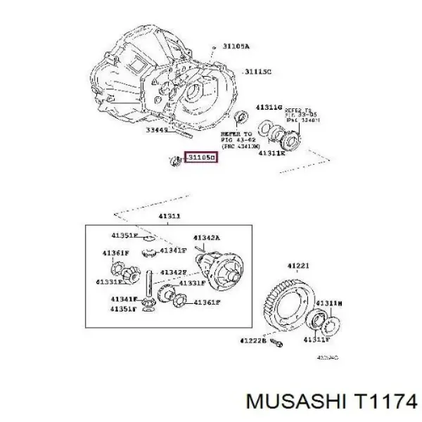 Сальник АКПП/КПП (входного/первичного вала) T1174 Musashi