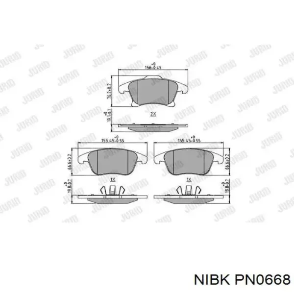 Передние тормозные колодки PN0668 Nibk