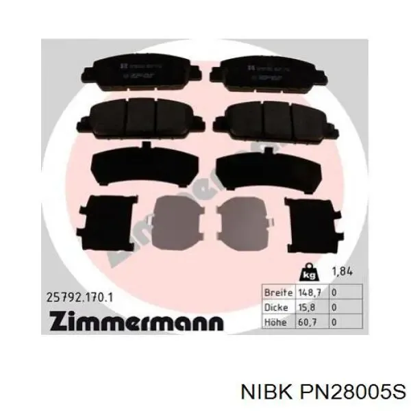 Передние тормозные колодки PN28005S Nibk