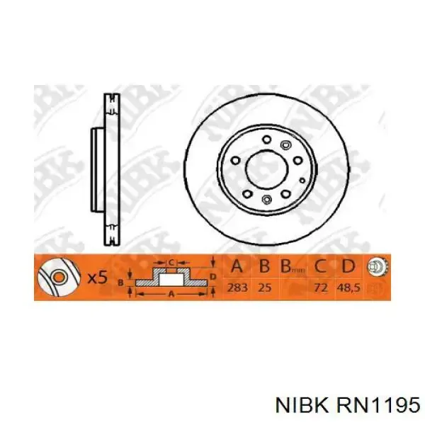 Передние тормозные диски RN1195 Nibk