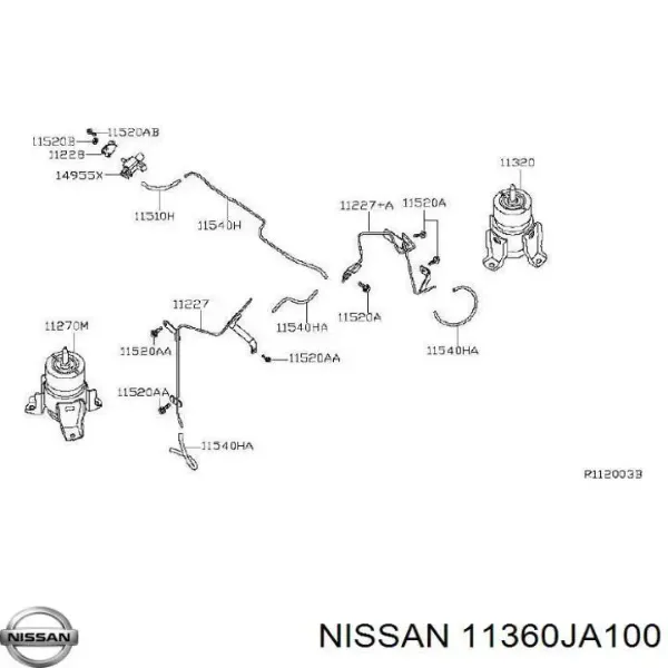 Задняя опора двигателя 11360JA100 Nissan/Infiniti