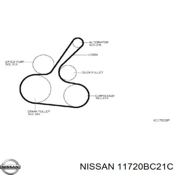 Ремень генератора 11720BC21C Nissan/Infiniti