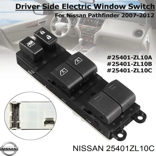 Кнопочный блок управления стеклоподъемником передний левый 25401ZL10C Nissan/Infiniti