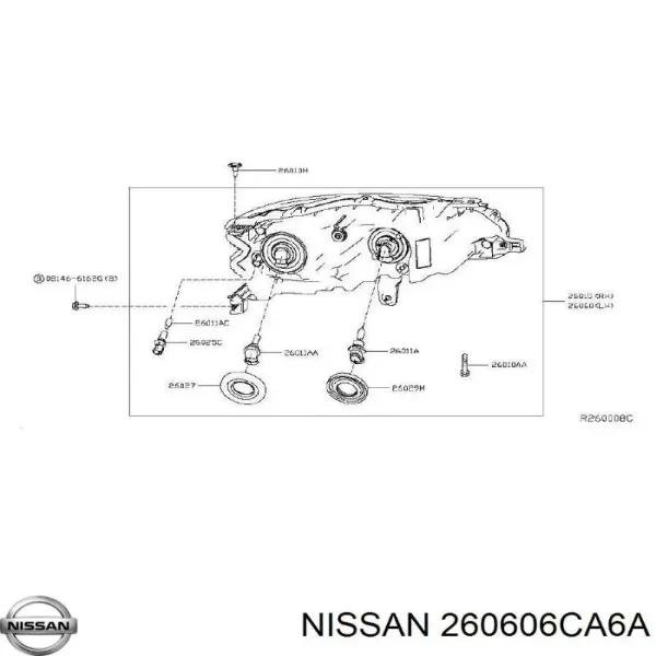 Левая фара 260606CA6A Nissan/Infiniti