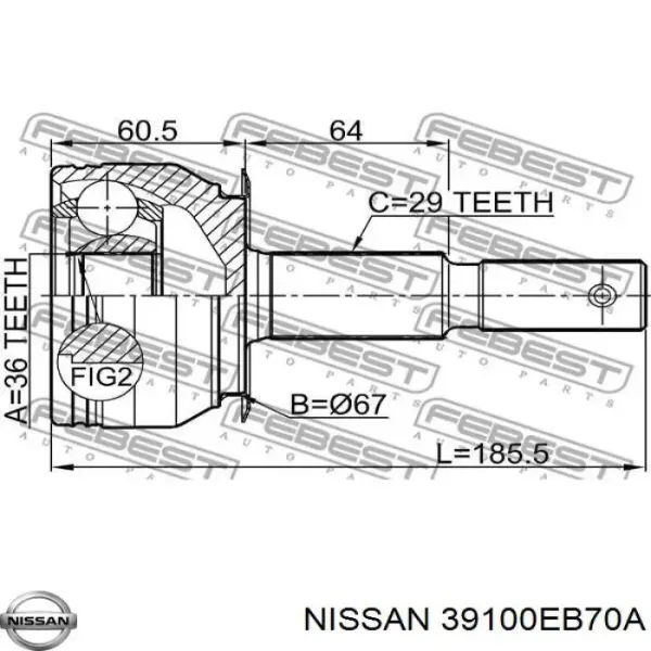 Правая полуось 39100EB70C Nissan/Infiniti