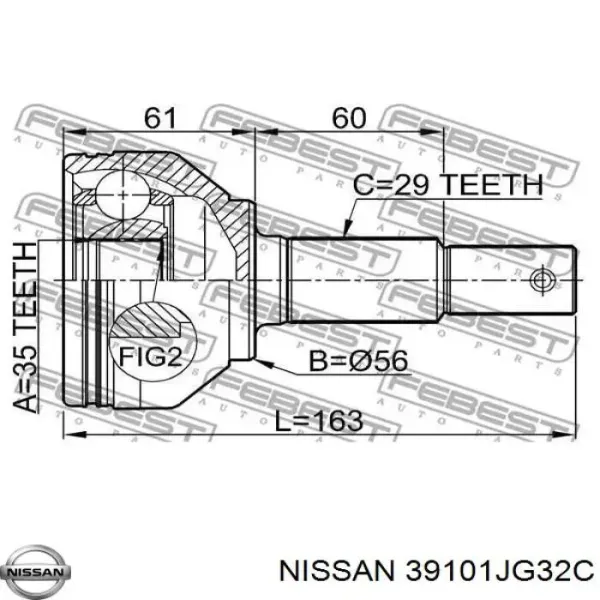 Левая полуось 39101JG32C Nissan/Infiniti