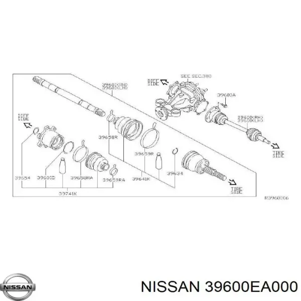 Задняя полуось 39600EA000 Nissan/Infiniti