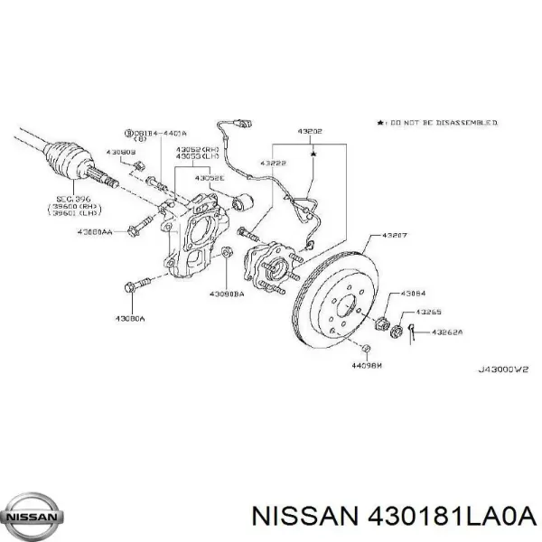 Цапфа задняя правая 430181LA0A Nissan/Infiniti