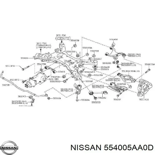 Подрамник задний 554005AA0D Nissan/Infiniti