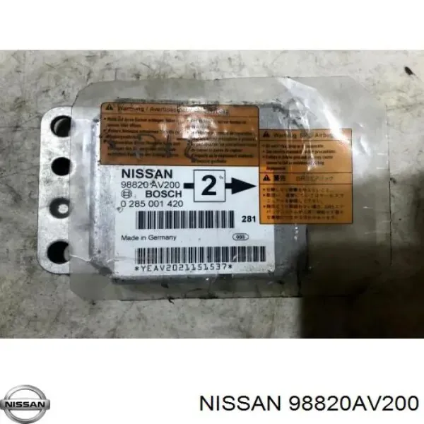Модуль-процессор управления подушкой безопасности (ЭБУ AIRBAG) 98820AV200 Nissan/Infiniti