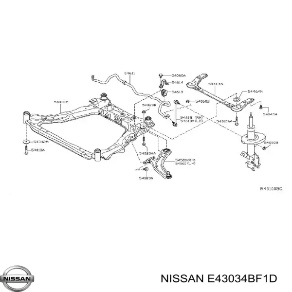 Амортизатор передний левый E43034BF1D Nissan/Infiniti