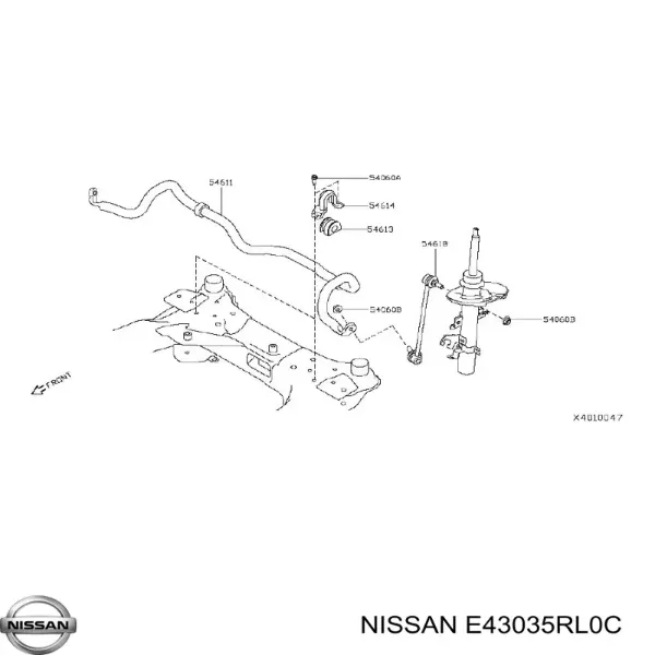 Амортизатор передний левый E43035RL0C Nissan/Infiniti