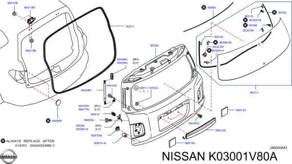 Стекло багажника двери 3/5-й задней (ляды) K03001LB0A Nissan/Infiniti