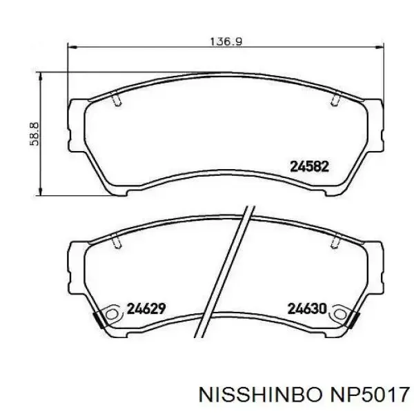 Передние тормозные колодки NP5017 Nisshinbo