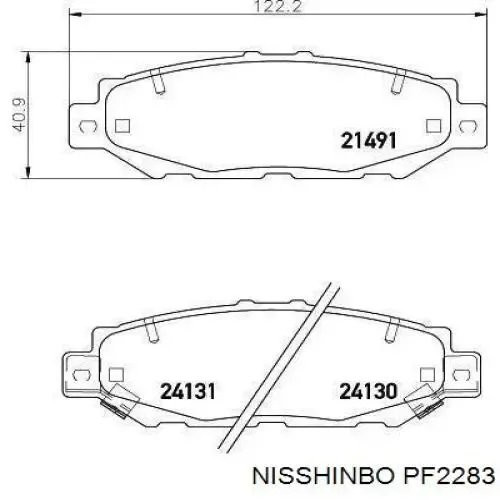 Задние тормозные колодки PF2283 Nisshinbo
