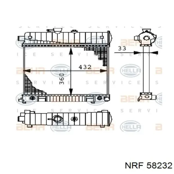 Радиатор охлаждения двигателя NRF 58232 цена, от