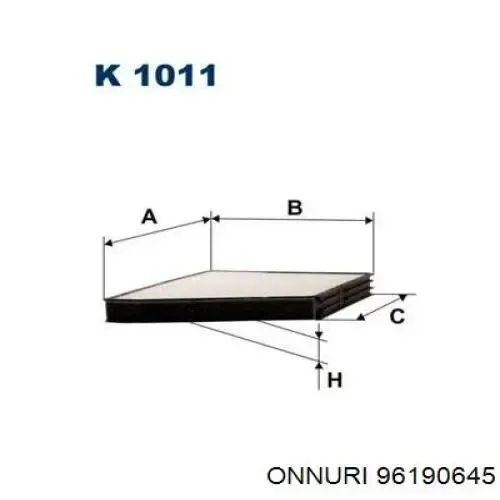 Фильтр салона 96190645 Onnuri