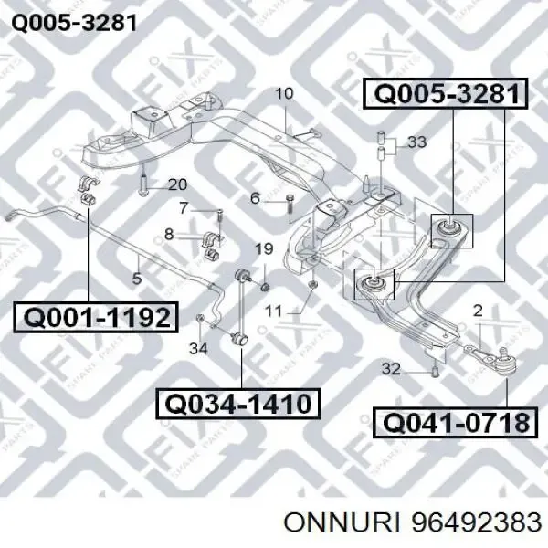 Сайлентблок переднего рычага 96492383 Onnuri