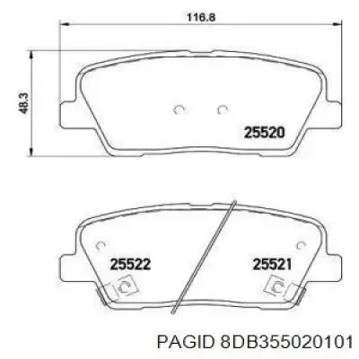 Задние тормозные колодки 8DB355020101 HELLA-PAGID
