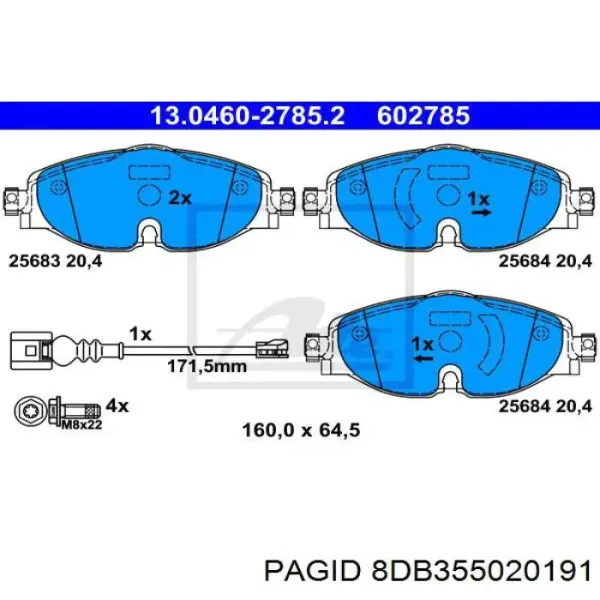 Передние тормозные колодки 8DB355020191 HELLA-PAGID
