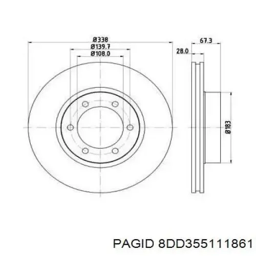 Передние тормозные диски 8DD355111861 HELLA-PAGID
