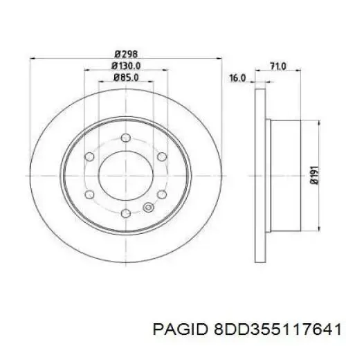 Тормозные диски 8DD355117641 HELLA-PAGID