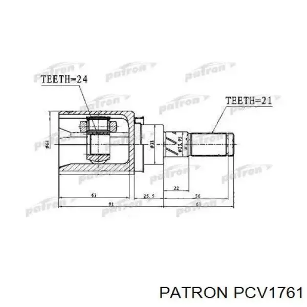 ШРУС внутренний задний CV40012 Hola