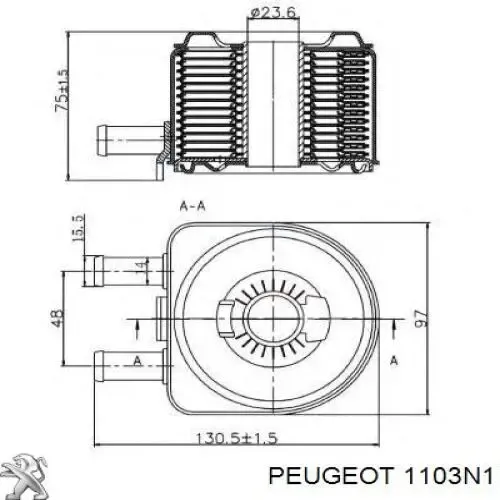 Радиатор масляный (холодильник), под фильтром 1103N1 Peugeot/Citroen